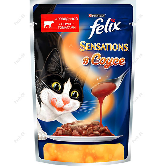 Felix Sensations (Феликс) с говядиной в желе с томатами консерва для кошек 100г